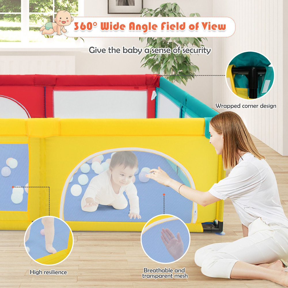 Costway Colourful Large Baby Playpen with 50 Ocean Balls Image 4