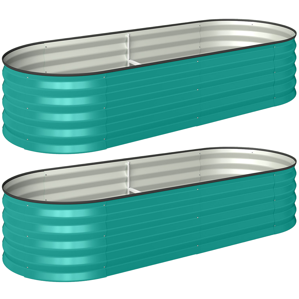 Outsunny Green Raised Garden Bed with Metal Stakes Set of 2 Image 1