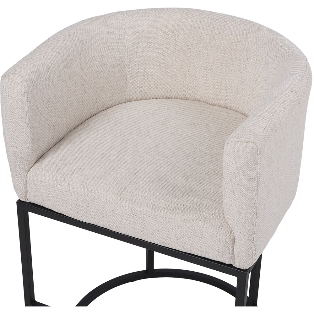Living and Home Beige Chenille Bar Stool with Armrest Set of 2 Image 4