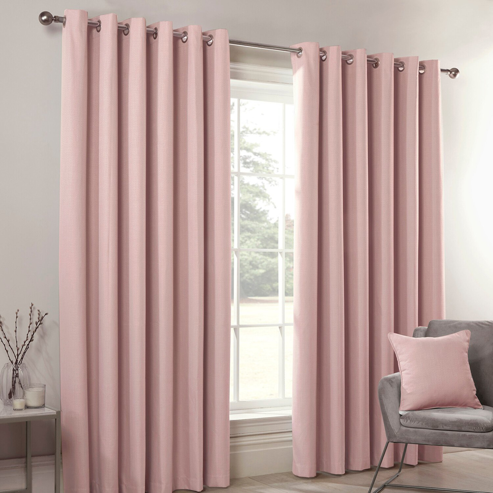 Divante Hoxton Blush Blackout Eyelet Curtains 183 x 168cm Image 1