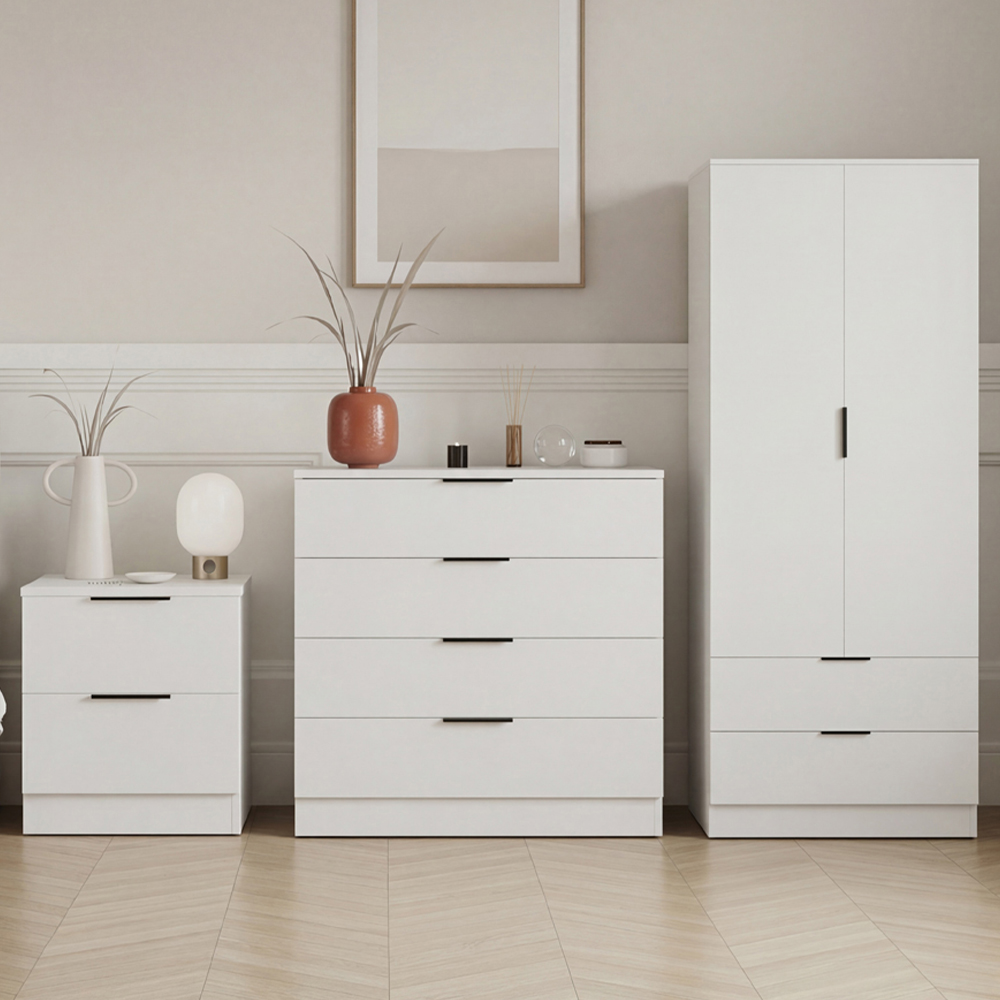 VIDA DESIGNS Trega White 3 Piece Bedroom Furniture Set Image 1