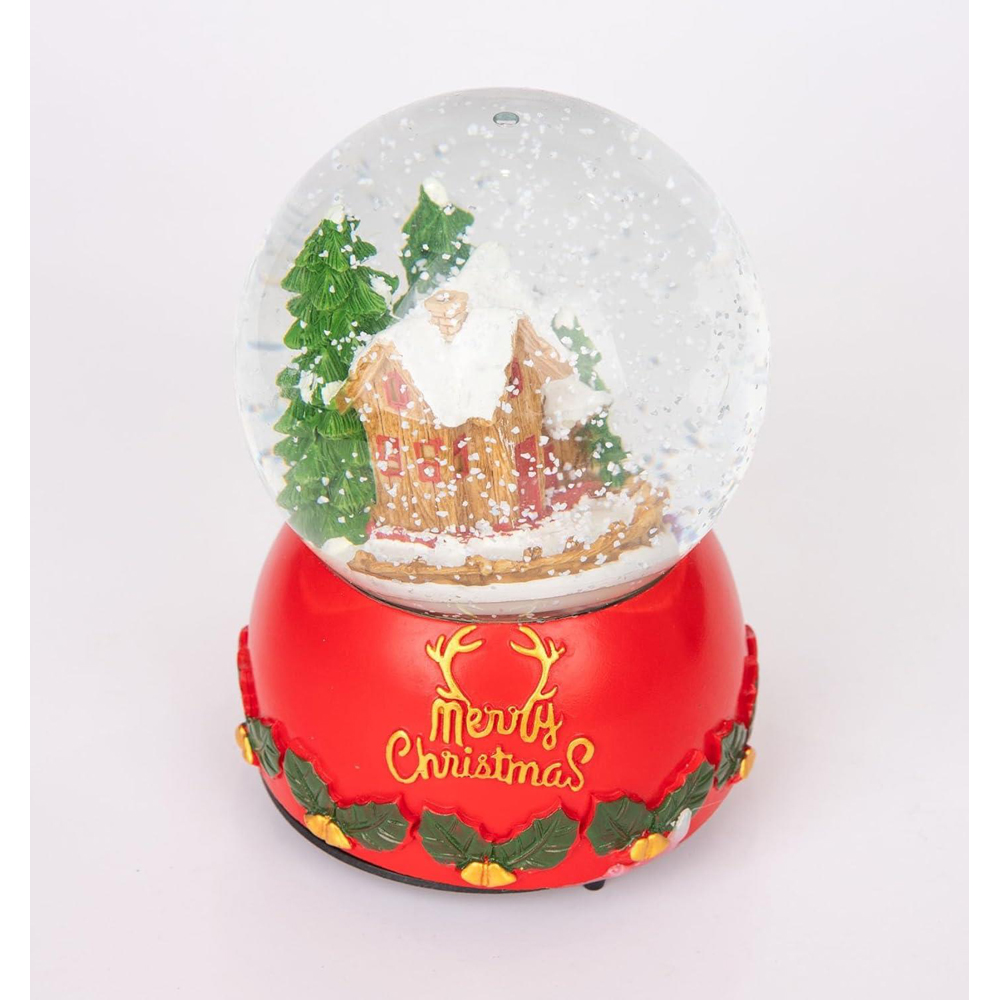 Shatchi Musical Snowglobe Santa House and Xmas Tree Scene Image 4