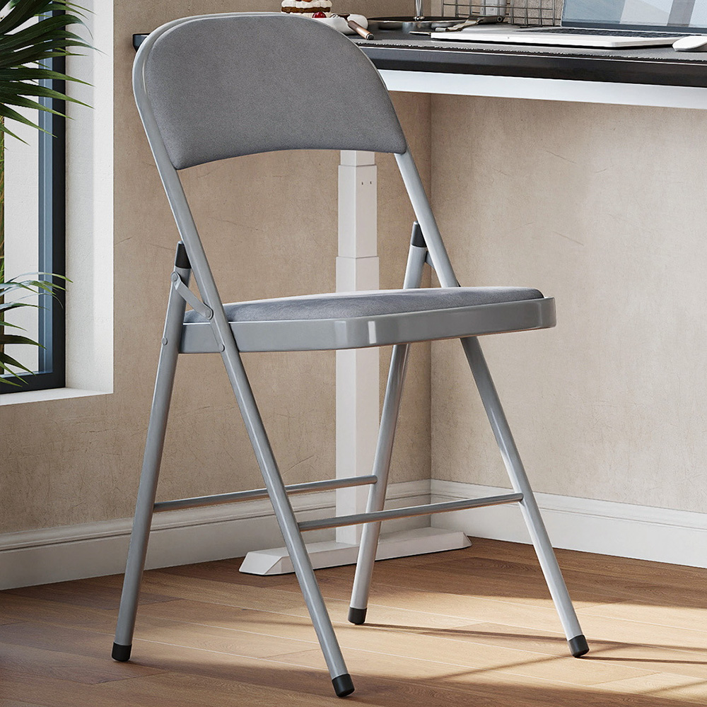 Portland Set of 4 Light Grey Foldable Chair with Cushions Image 1