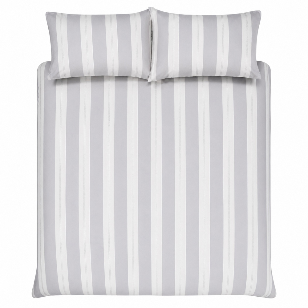 Smart Living Super King Size White and Silver Lurex Stripe Jacquard Duvet Cover Set Image 4