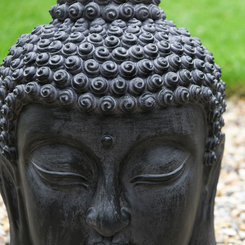 Garden Gear Stone Effect Large Buddha Head Garden Ornament Image 3