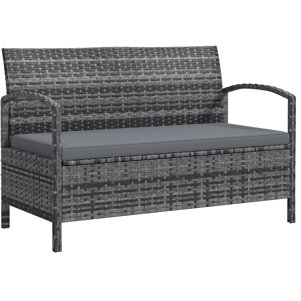 Outsunny 2 Seater Grey Rattan Storage Garden Bench Image 2
