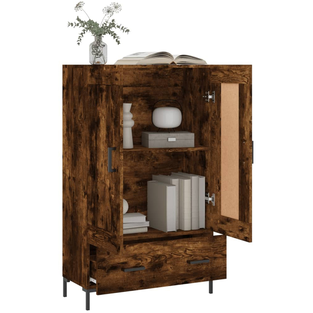 vidaXL 2 Door Single Drawer 2 Shelf Smoked Oak Highboard Image 4