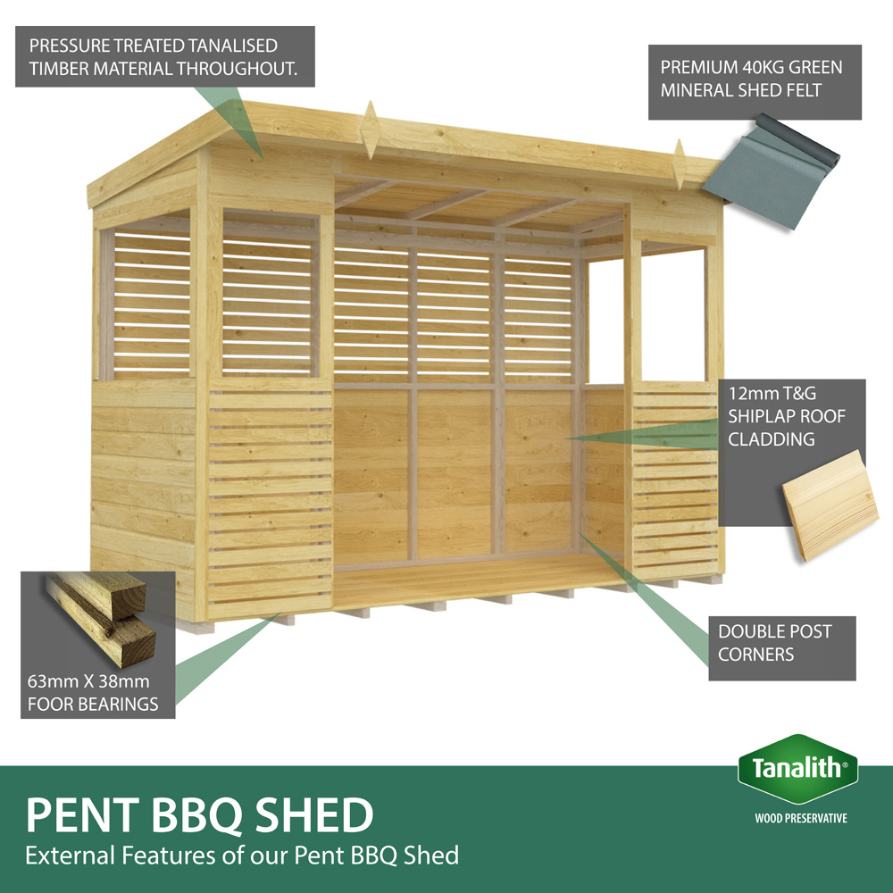 DIY Sheds 8 x 8ft Pressure Treated Tongue and Groove Timber Outdoor Kitchen Shelter Image 7