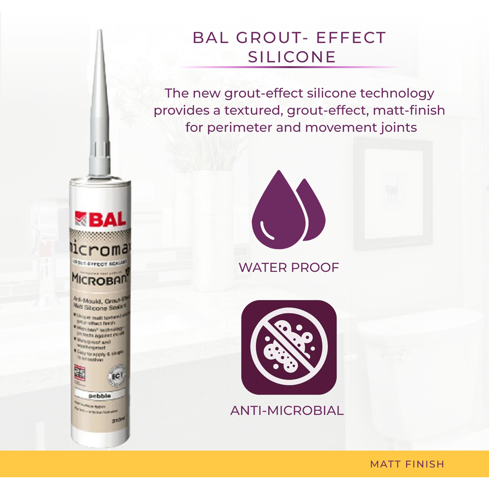 Go Bathrooms BAL Micromax3 Pebble Grout Effect Anti-Mould Sealant 310ml Image 4