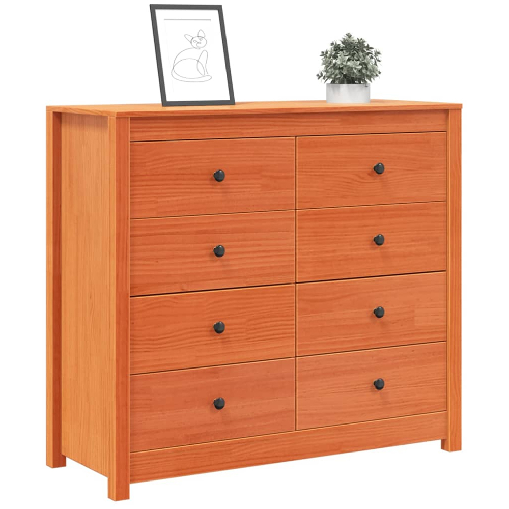 vidaXL 8 Drawer Solid Pine Wood Side Cabinet Image 4
