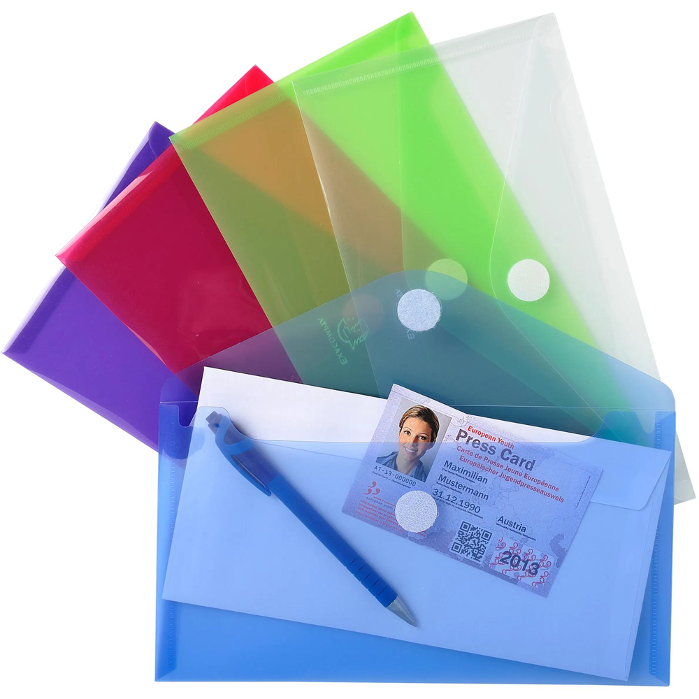 Exacompta Assorted Colour Envelop Pocket 250 x 135mm 10 Pack Image 4
