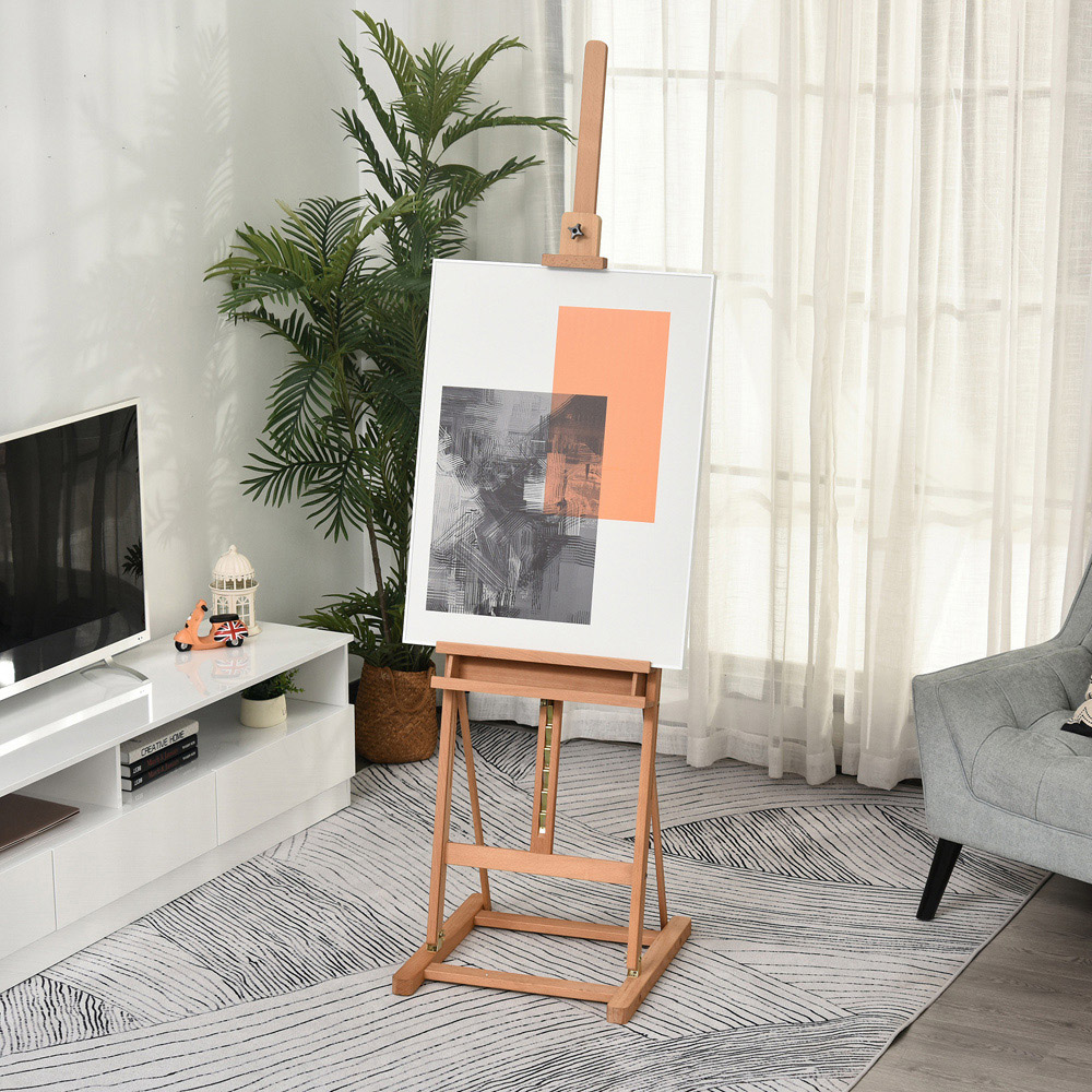 Vinsetto Wooden H-Frame Height Adjustable Studio Easel Image 2