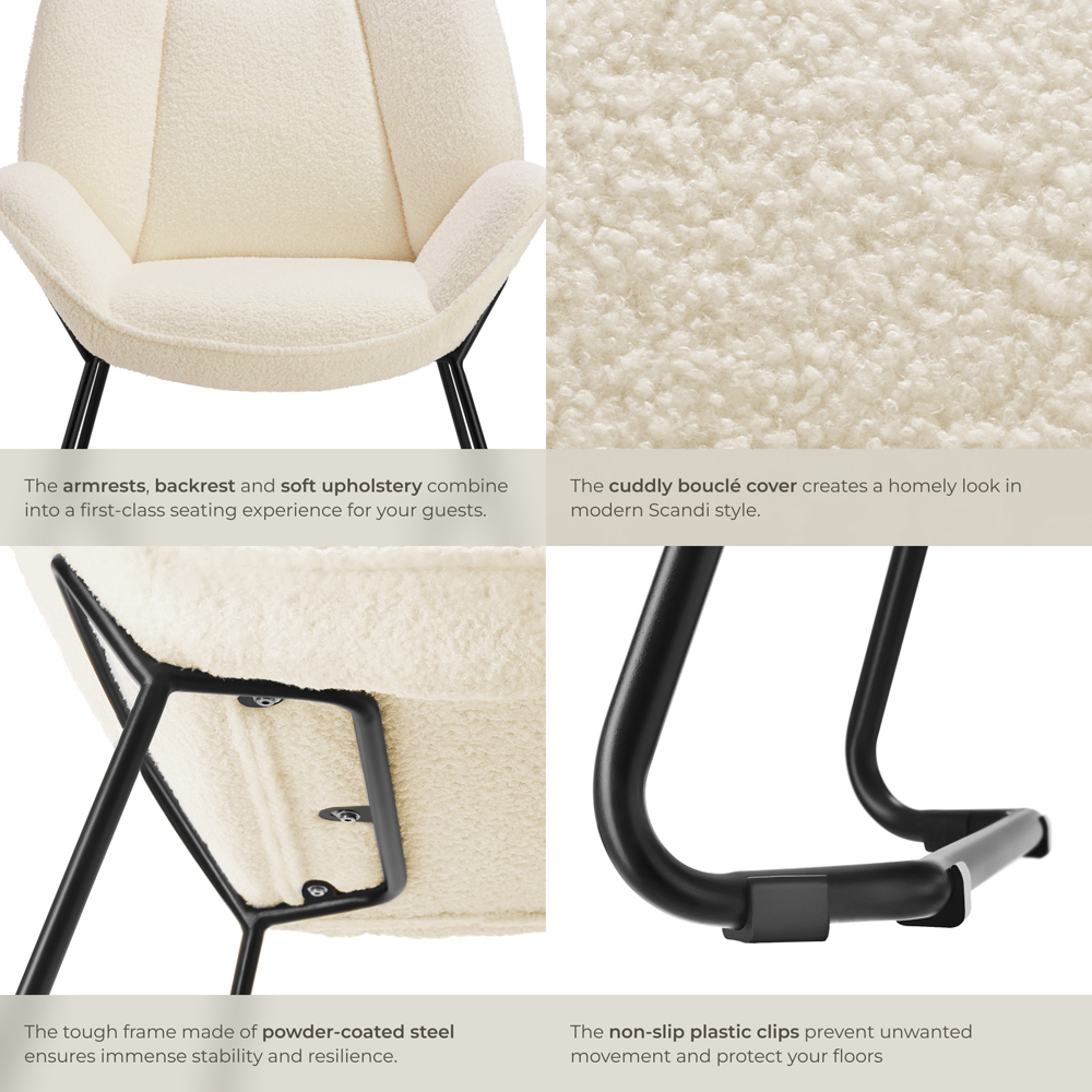 tectake Kjeld Cream Boucle Armchair Image 6