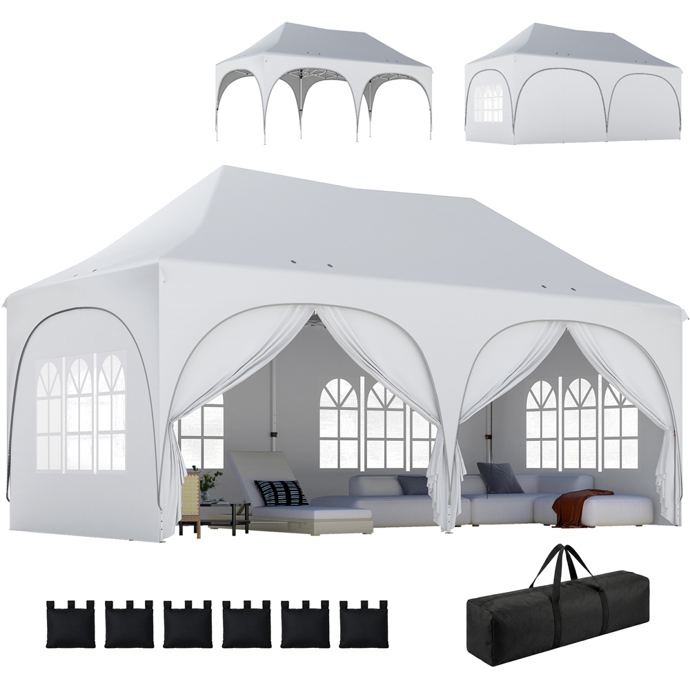 Outsunny 3 x 6m White Pop Up Gazebo with Detachable Sidewalls Image 2