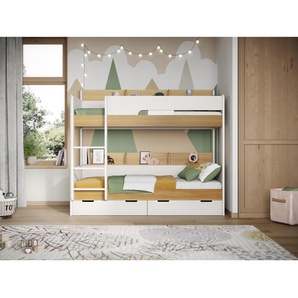Flair Eddie Oak Wooden Storage Bunk Bed Image 3
