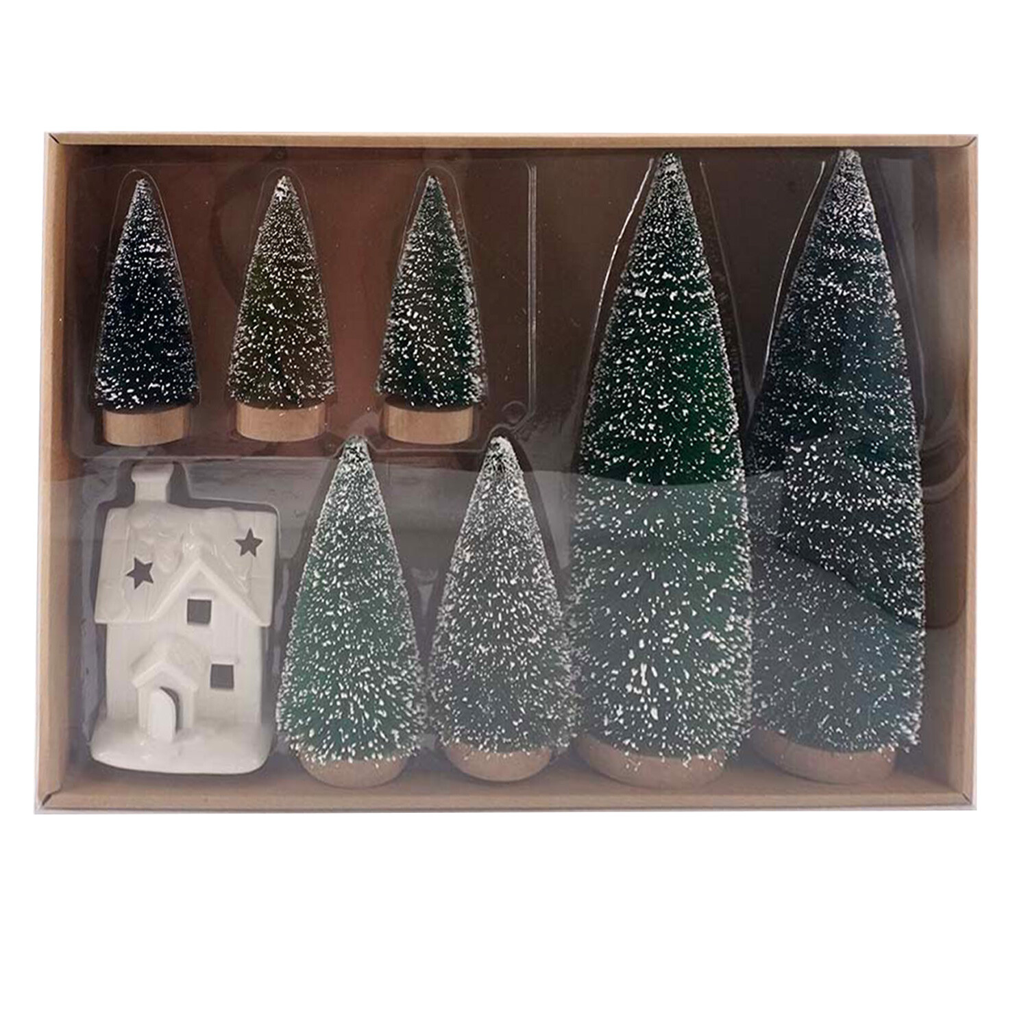LED Ceramic House and Tree Set - Green Image