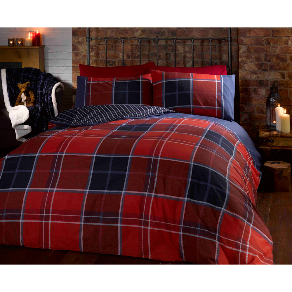 Rapport Home Argyle Double Red Duvet Set Image 2