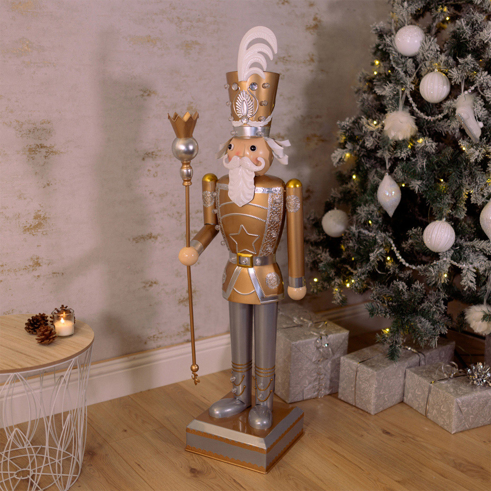 Marco Paul Gold and White In Lit Giant Nutcracker Image 2
