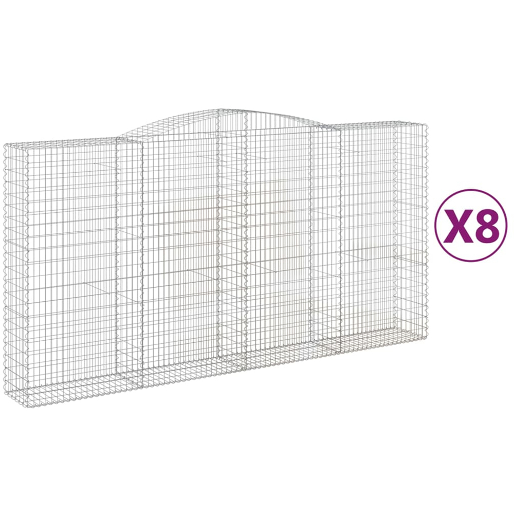 vidaXL Silver Galvanised Iron Arched Gabion Basket 400 x 50 x 200/220cm 8 Pack Image 4