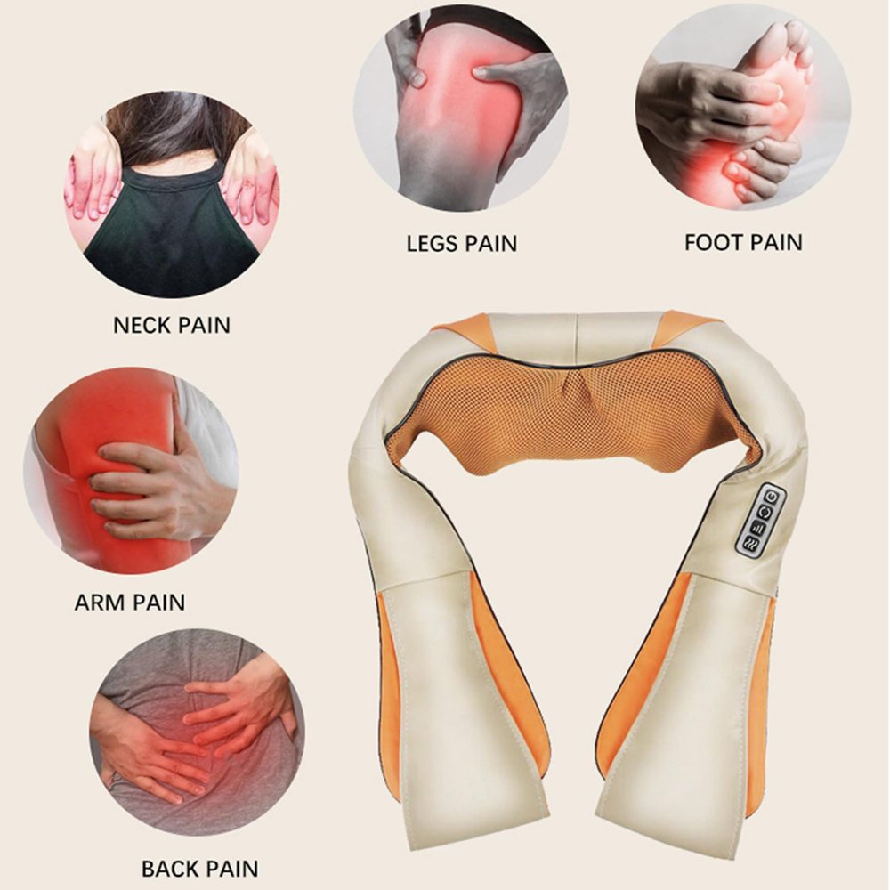 Alivio Shiatsu Orange Heated Back and Neck Massager with Heat Deep Tissue Image 5