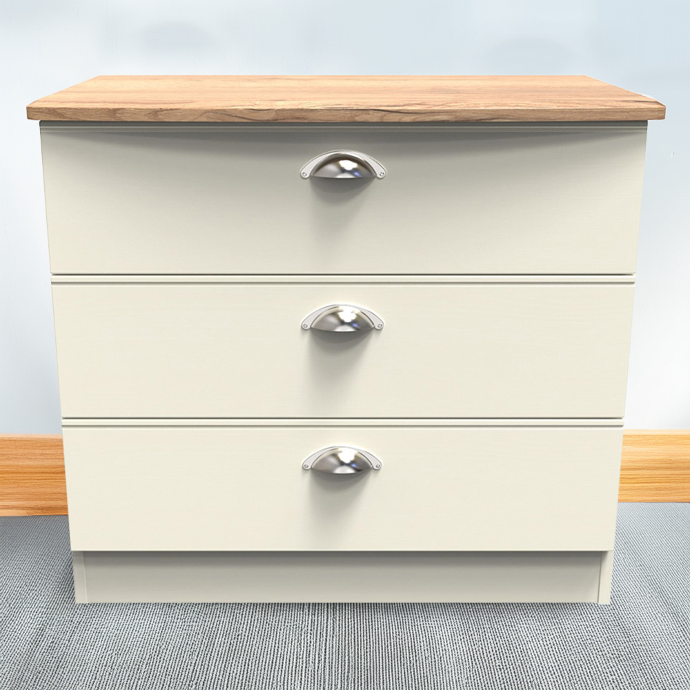 Crowndale Victoria 3 Drawer Cream Ash and Oak Chest of Drawer Image 1