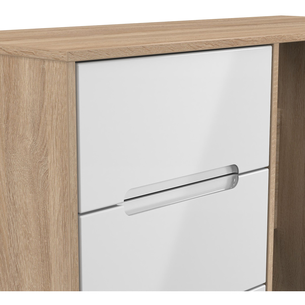 Crowndale Monaco 3 Drawer White Gloss and Bardolino Oak Vanity Dressing Table Ready Assembled Image 5