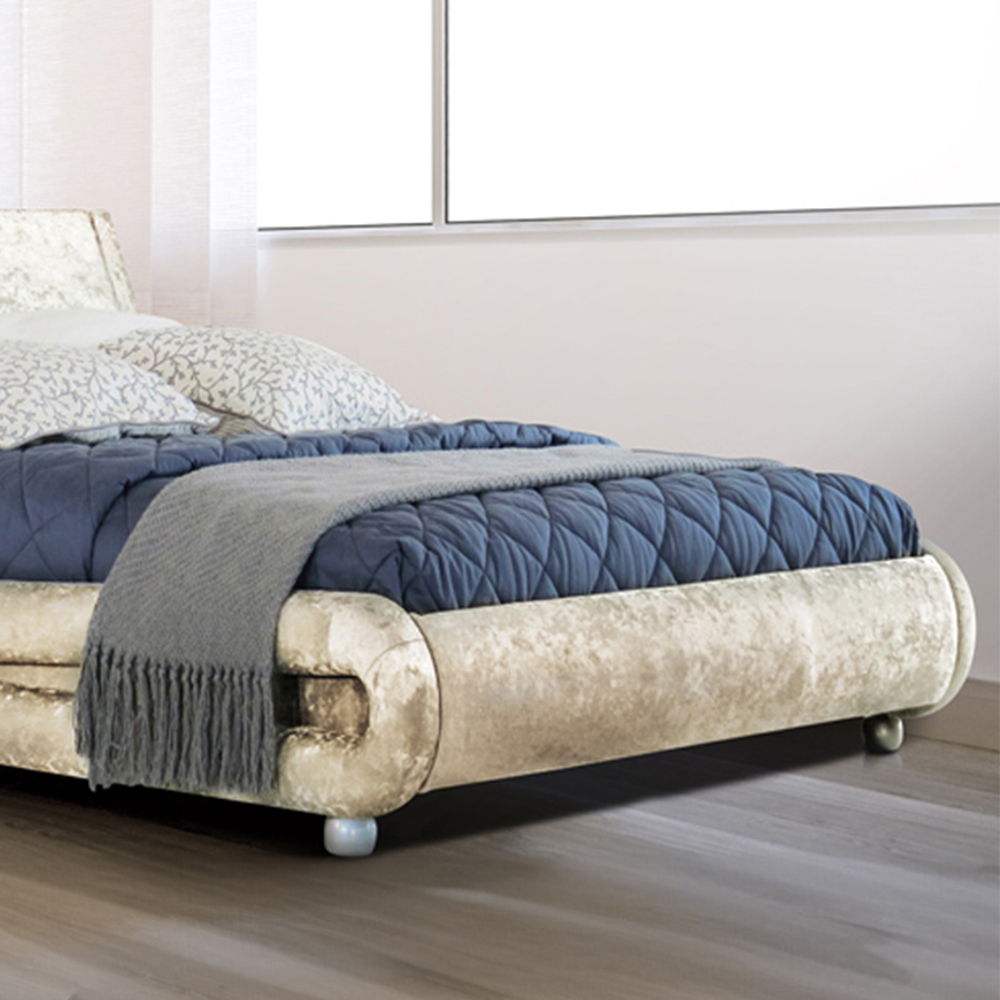 Brooklyn Modern Curved Double Cream Crushed Velvet Bed Frame Image 2