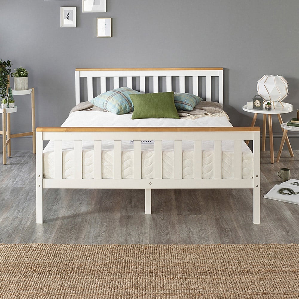 Aspire Atlantic Double White with Natural Tops Bed Frame Image 5