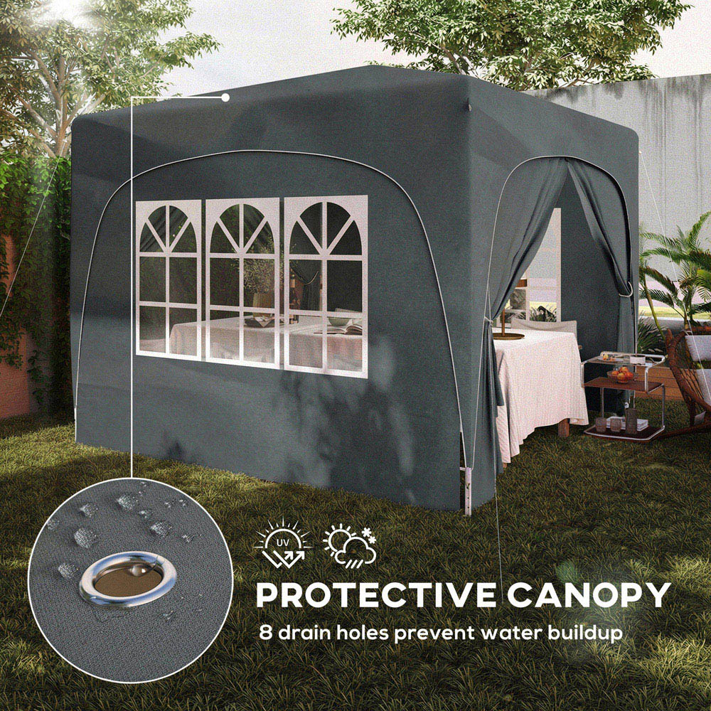 Outsunny 3 x 3m Dark Grey Pop-Up Gazebo with Sides and Carry Bag Image 6