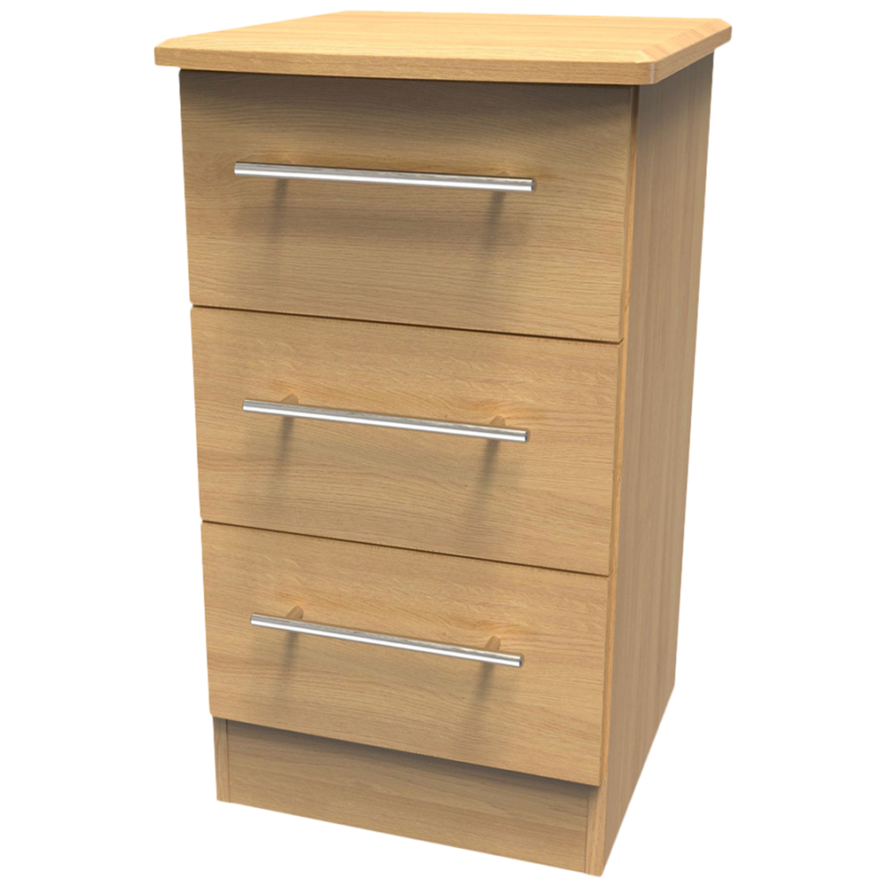 Crowndale Sherwood 3 Drawer Oak Bedside Cabinet Image 4