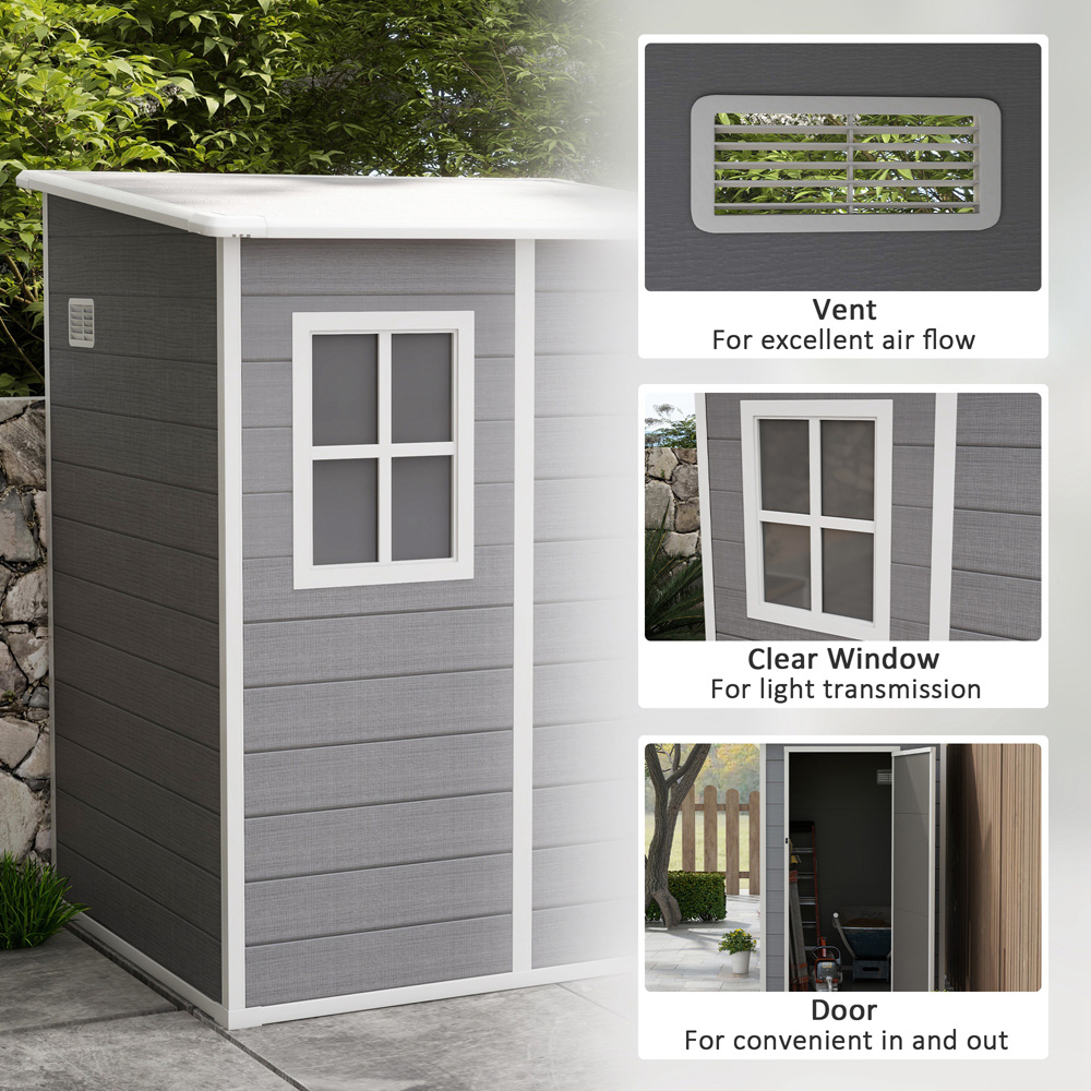 Outsunny 4 x 5ft Grey Vented Garden Storage Shed Image 6