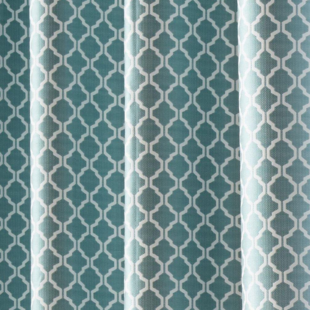 Alan Symonds Wold Teal and White Ring Top Eyelet Curtains 228cm x 274cm Image 3