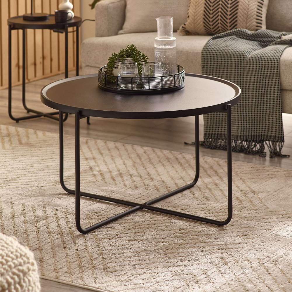 Julian Bowen Sagrada Black Round Coffee and Lamp Table Set Image 8