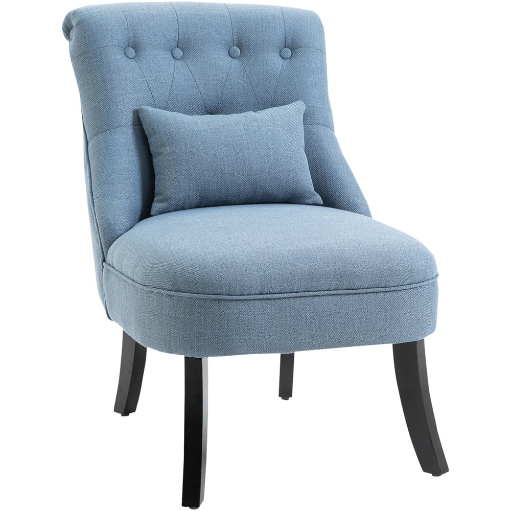 Portland Blue Tufted Accent Chair with Pillow Image 2