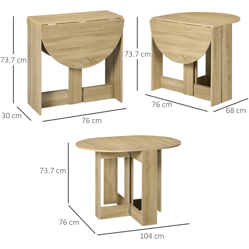 Portland 2 Seater Oak Drop Leaf Foldable Dining Table Image 8