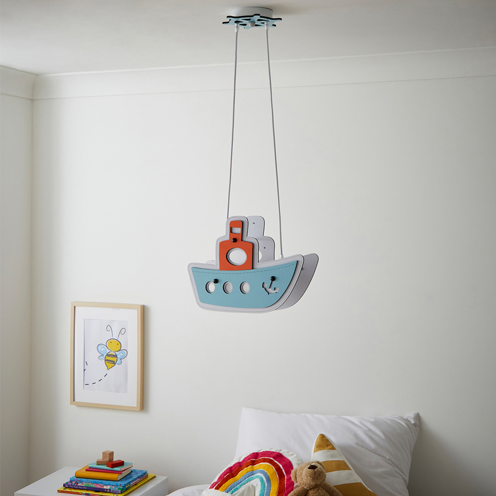 Glow Blue 3D Boat Ceiling Light Image 5