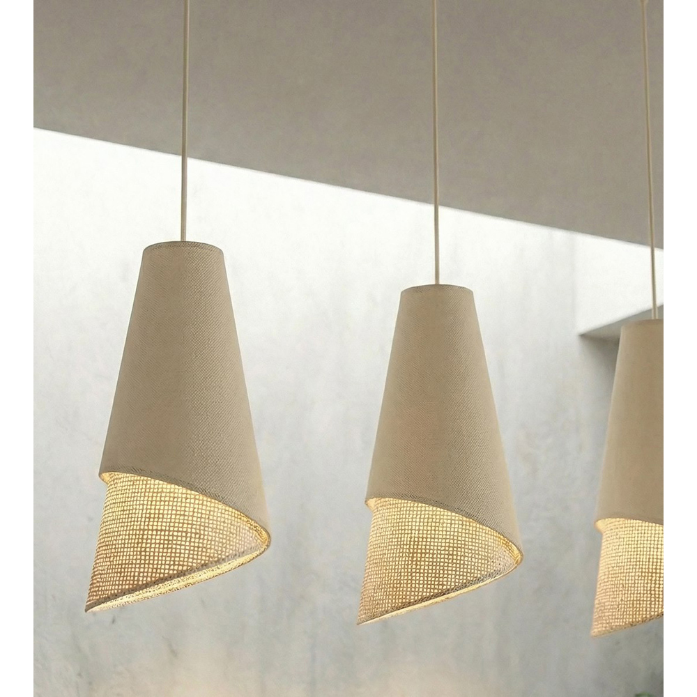 Emibig Moda 3 Light Beige and Rattan E27 Ceiling Pendant Light Image 4