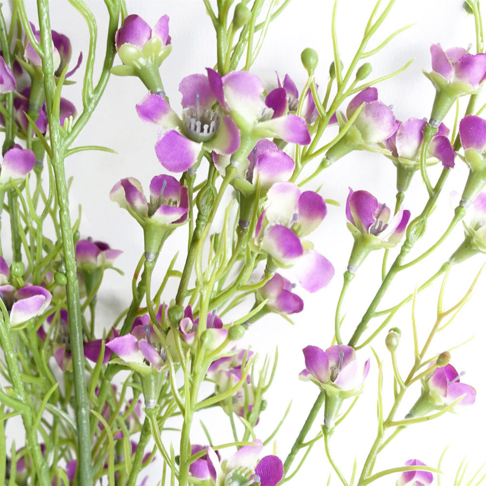 Leaf Purple Foliage Single Stem with Small Artificial Flower 6 Pack Image 3