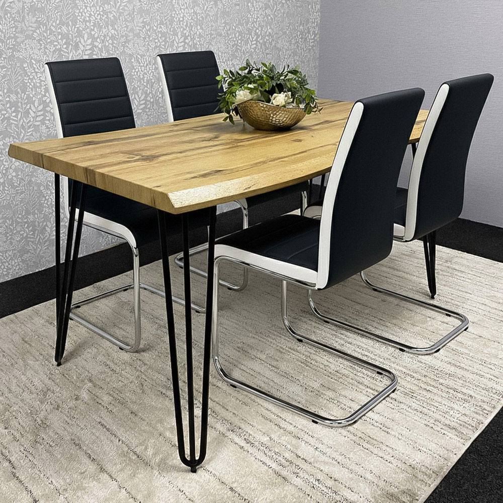 Portland Kosy Koala 4 Seater Modern Dining Set Wood Effect and Black Image 1