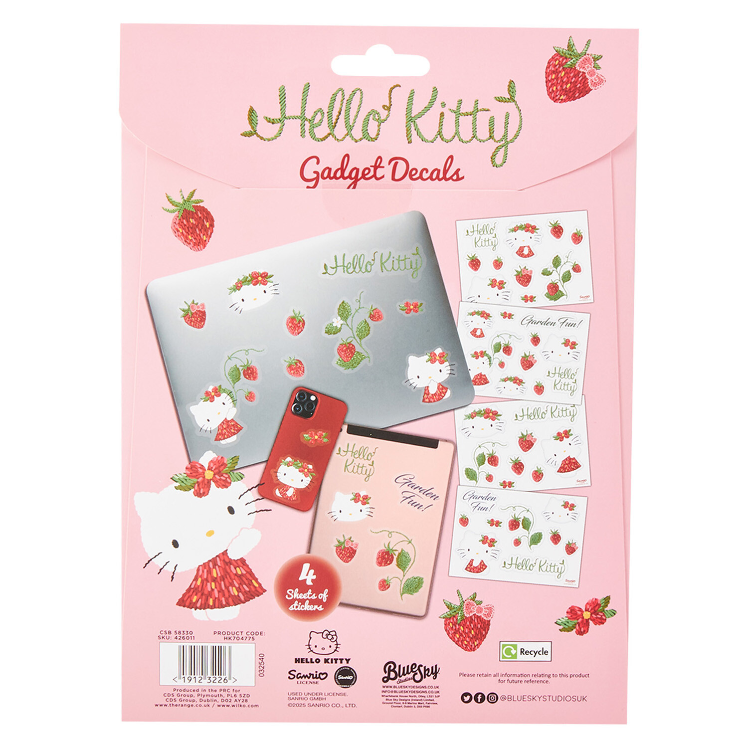 Strawberry Hello Kitty Sticker Sheets - Red and White Image 2