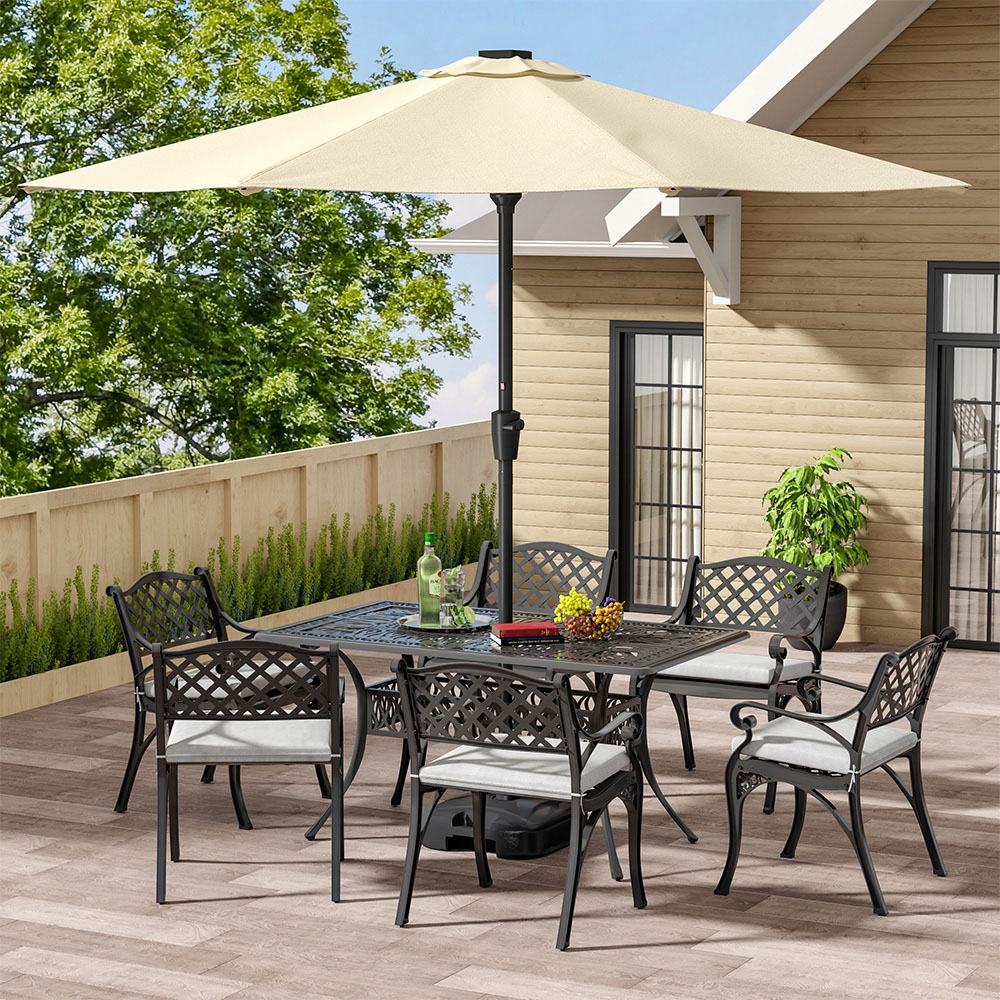 Living and Home 6 Seater Black Garden Bistro Set Image 7