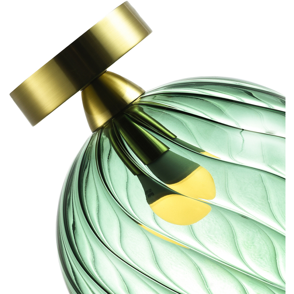 Happy Homewares Brushed Gold Ceiling Light with Emerald Green Glass Shade Image 4