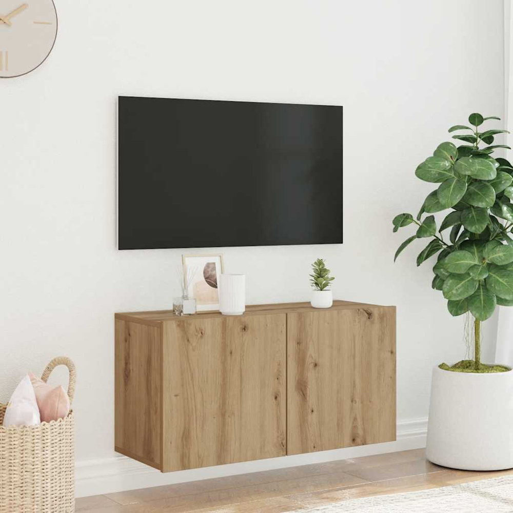 vidaXL 2 Door Artisan Oak Wall Mounted TV Cabinet Image 3