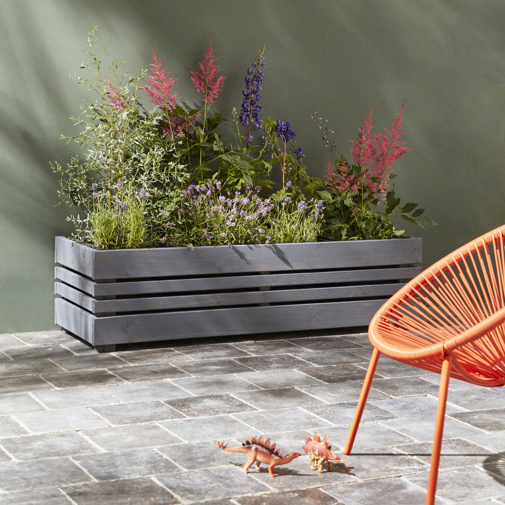 Cerland Geteborg Grey Wooden Rectangular Planter 120cm Image 4