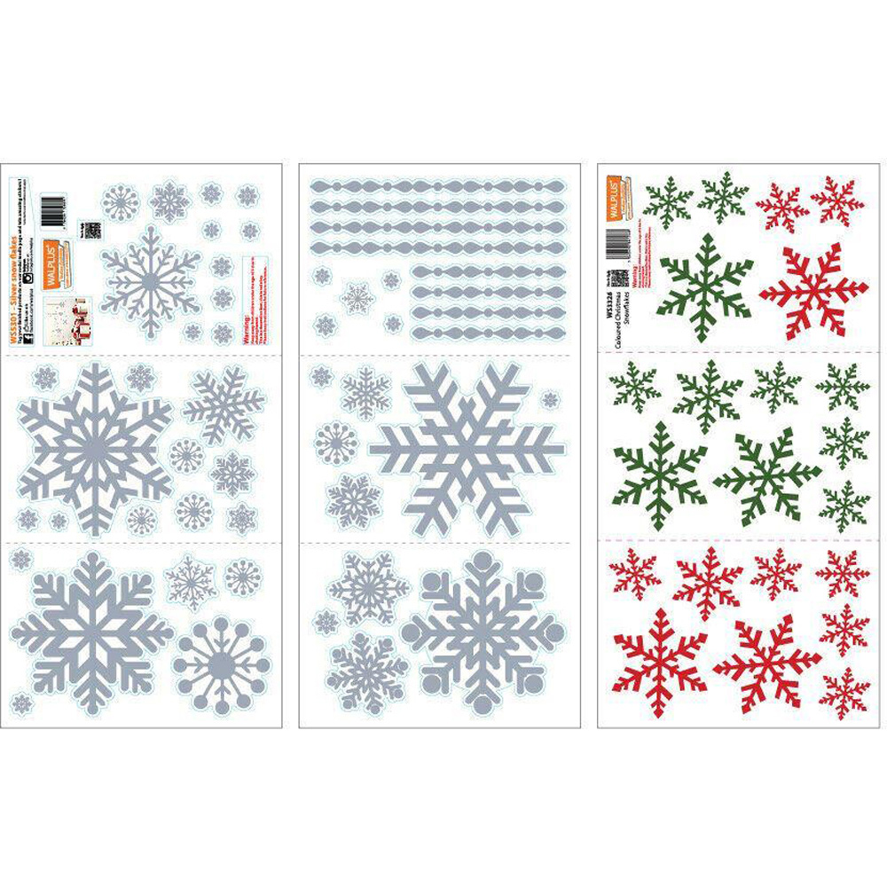 Walplus Silver and Coloured Christmas Snowflakes Self Adhesive Wall Sticker 73 Piece Image 3