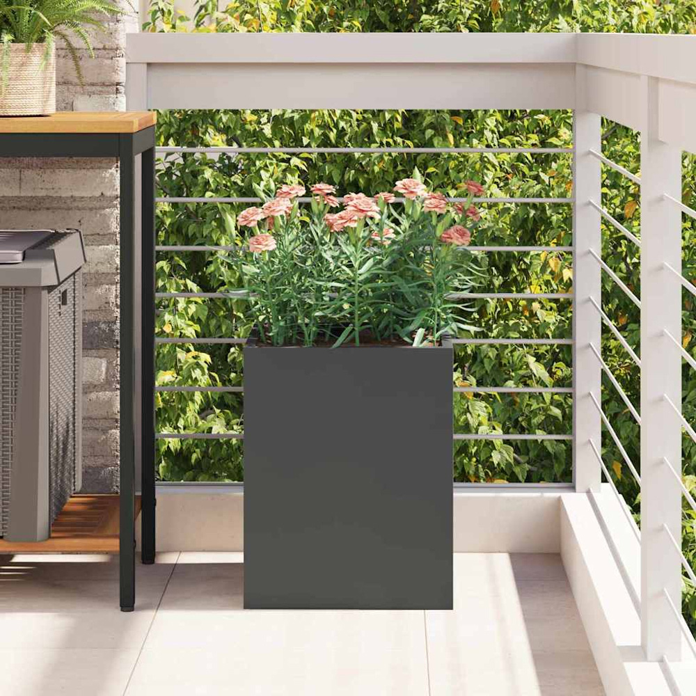 vidaXL Black Cold Rolled Steel Garden Planter 40 x 32 x 32cm Image 2