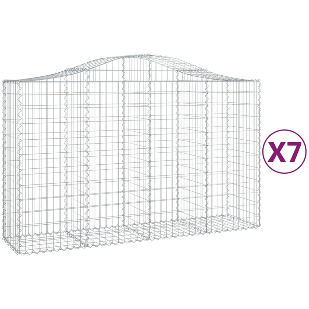 vidaXL Silver Galvanised Iron Arched Gabion Basket 200 x 50 x 120/140cm 7 Pack Image 2