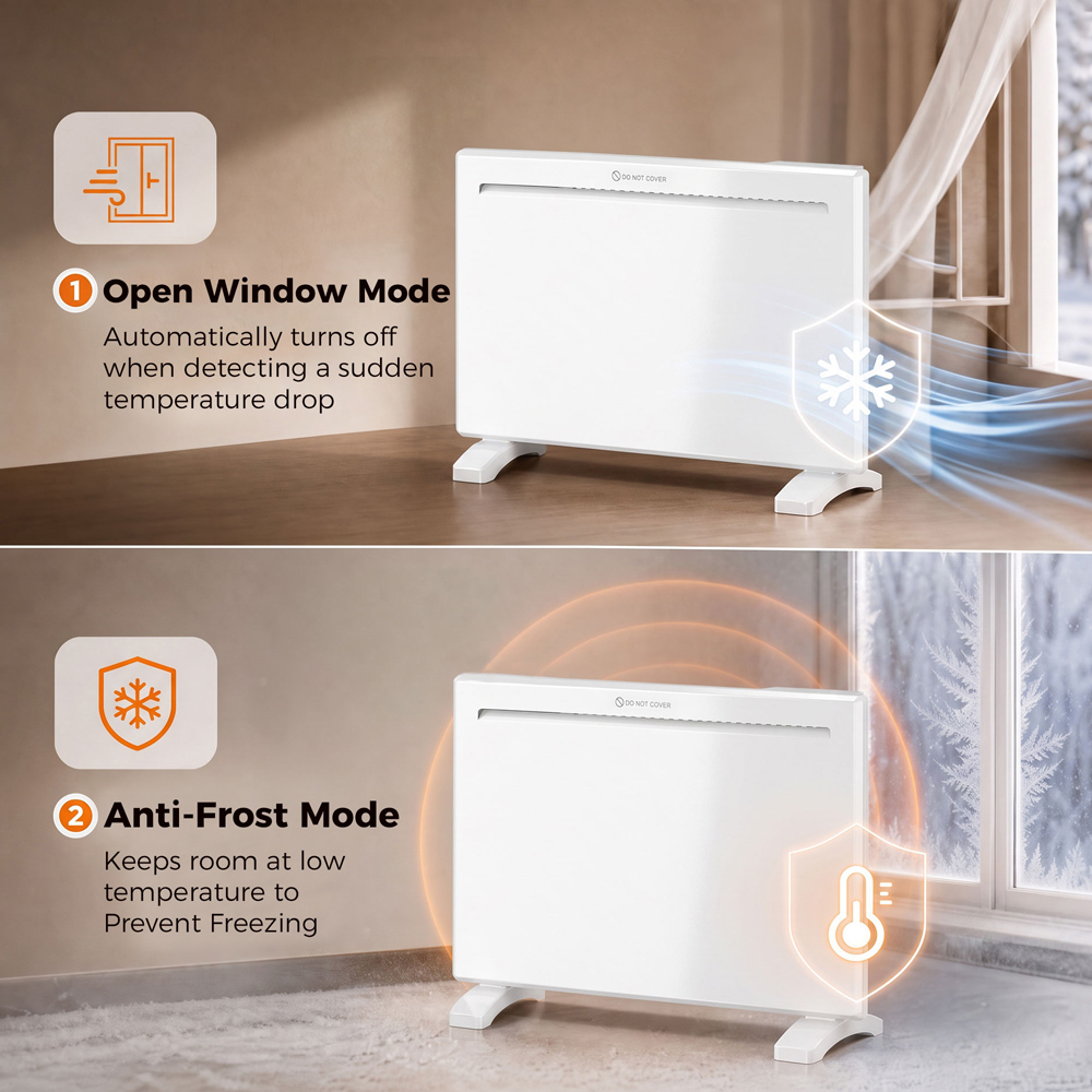 HOMCOM White Smart Electric Panel Heater 1500W Image 6
