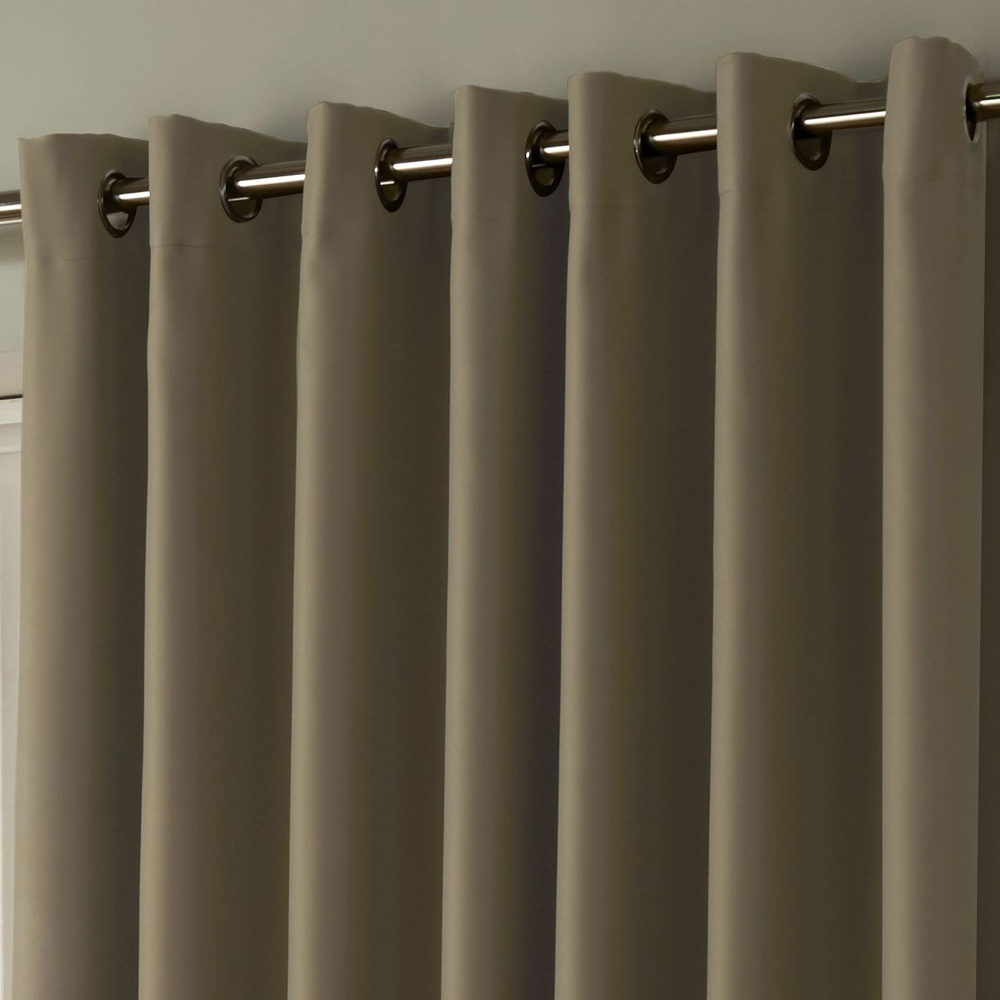 Alan Symonds Essential Beige Plain Ring Top Eyelet Curtains 117 x 137cm Image 3