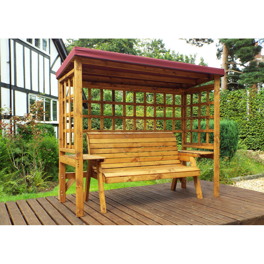 Charles Taylor Wentworth 3 Seater Arbour with Burgundy Roof Cover Image 2